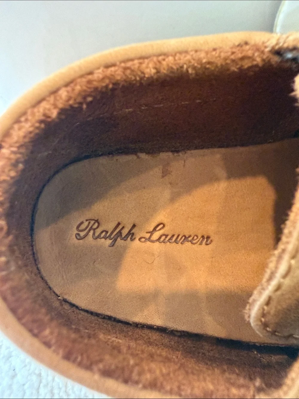 Polo by Ralph Lauren Kids Tan Leather Moccasin with Hook-and-Loop Strap